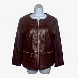 Ivanka Trump Chocolate Brown Faux Leather Jacket SZ L